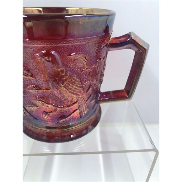 1967  ACGA Carnival Glass Club Souvenir Robin Mug Red MCM - Picture 3 of 14